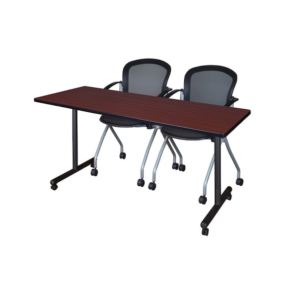 Regency Regency Kobe 66 x 24 in. Mobile T-Base Training Table- Mahogany, 2 Cadence Nesting Chairs MKTRCC6624MH23BK - main